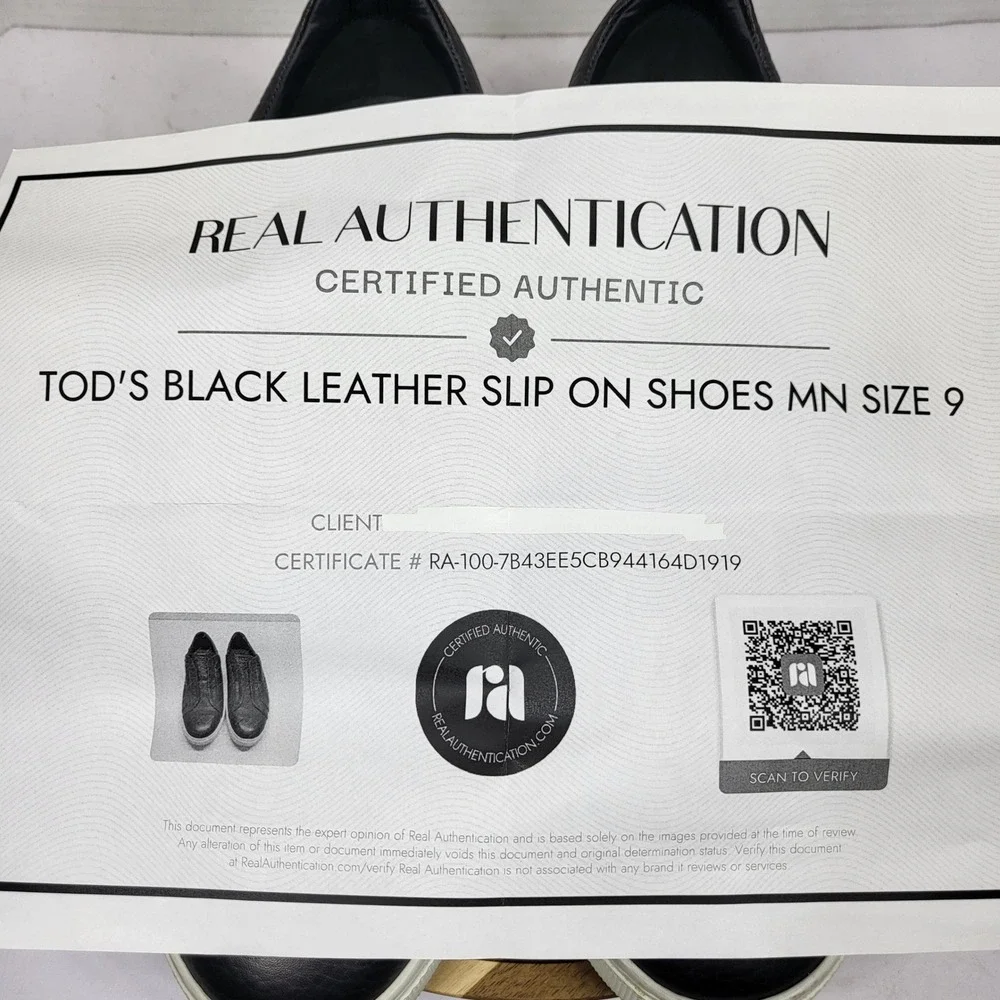 Tod's Mens Black Grained Pebbled Leather Slip-On Sneakers Gommino Pebbles UK 9‎